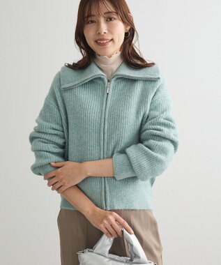 Green Parks Ｚｉｐ付きコンパクトニットカーディガン Light Green