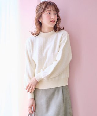 ANY SIS 【洗える】フラッフィーパターン ニット アイボリー系