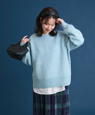 Green Parks ｆｕｗａっと袖パフニットプルオーバー Blue