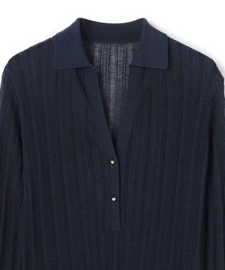 BEIGE， GOVERNOR / シアーリブ スキッパーニット Navy