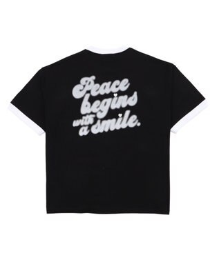 WEGO 【ユニセックス着用ITEM/MLサイズ展開】アクセ付きリンガーグラフィックT（SS） ブラック