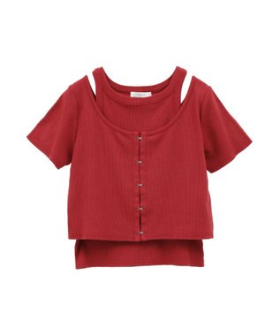 Green Parks ・swing by SET2点カーディガン&タンク Red