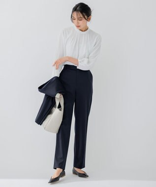 23区 L 【セットアップ対応/洗える】ストレッチポンチ パンツ ネイビー系