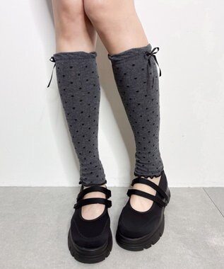 WEGO ドット柄リボンレッグカバー