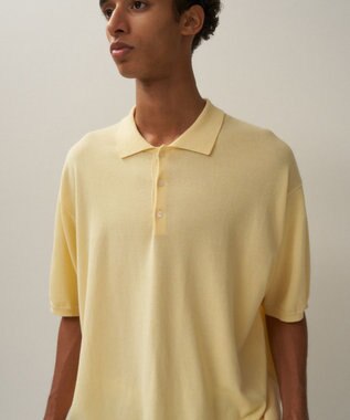 ATON COTTON WASHI KNIT | ハーフスリーブポロセーター - UNISEX YELLOW