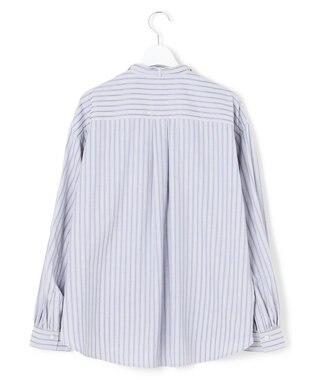 J.PRESS YORK STREET 【WOMEN】ワンウォッシュタイプライター リボンタイバンドカラー ブラウス サックスブルー系1