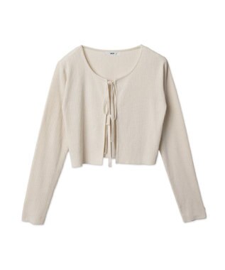 WEGO リボンリブカーディガン ホワイト
