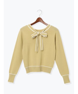 Te chichi 前後2WAYボウタイニットプルオーバー イエロー