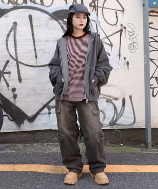 WEGO 【ユニセックス着用ITEM/MLサイズ展開】バルーンBIGダブルZIPパーカー ブラックその他