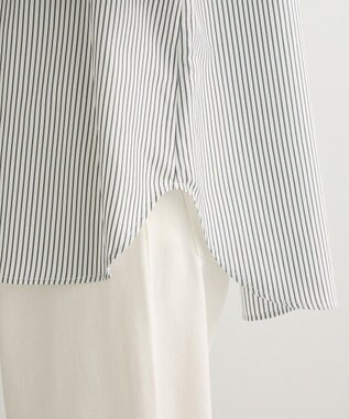 Green Parks バンドカラーストライプシャツ Stripe Black