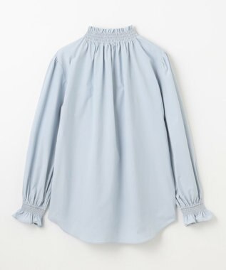 ANY フリルネックブラウス サックス