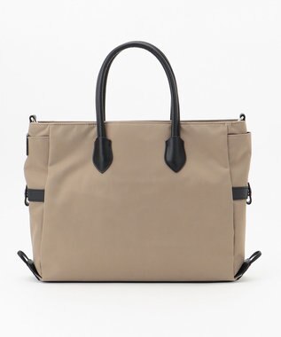 Y'SACCS ナイロン×リサイクルレザー　ホック2WAYトート　Sサイズ グレージュ