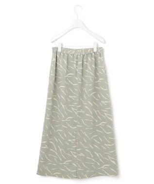 ICB 【洗える】 パウダーサテンプリント スカート アッシュグレー系