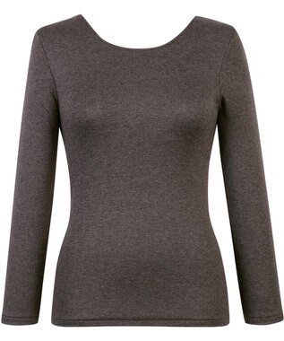 Wing あったかインナー 綿混 裏起毛 よく伸びる素材 【ラクのびサーモ】 8分袖 長袖 ネックせまめ 秋 冬 EL6913 ウイング／ワコール ブラウン