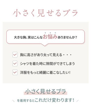 WACOAL 【小さく見せるブラ】 レーシィ ブラジャー 着やせ効果 コンパクトにメイク バストの突出をおさえる 背中の段差を軽減 大きいサイズ レディース BRB453 /ワコール シェルピンク