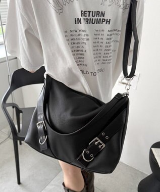 WEGO ベルトデザイン2wayショルダー ブラック