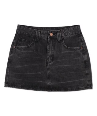 WEGO レオパードベルト付きデニムミニスカパン ブラック