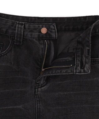 WEGO レオパードベルト付きデニムミニスカパン ブラック