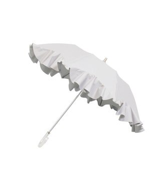 MOONBAT 【1級遮光/遮熱/UV】LANVIN en Bleu (ランバン オン ブルー)晴雨兼用日傘 ラッフルフリル 無地 チャーム付き 折りたたみ傘 楽折 キャメル