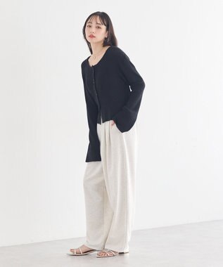 earth music&ecology 【予約】リブクロップドカーディガン ブラック