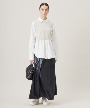 ICB L 【2WAY・洗える】シャツクロスコンビニットプルオーバー トープ系