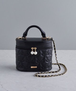 Maison de FLEUR リボンキルティングキューブショルダーバッグ Black