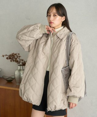 earth music&ecology 【WEB限定】ダブルステッチキルティングコート Beige
