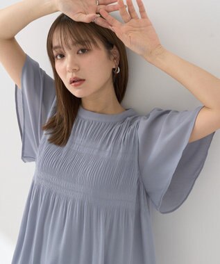 earth music&ecology マジョリカプリーツ半袖ブラウス