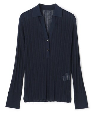 BEIGE， GOVERNOR / シアーリブ スキッパーニット Navy