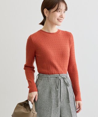 Green Parks プチケーブルクルーネックニットプルオーバー Orange