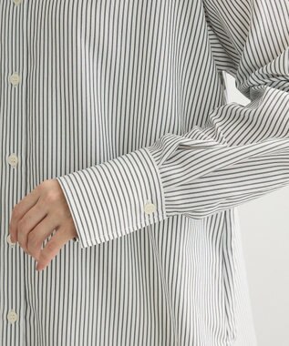 Green Parks バンドカラーストライプシャツ Stripe Black