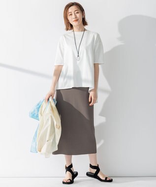 23区 【洗える】ALBINIジャージー バックフレア Tシャツ ホワイト系