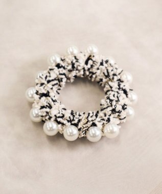 Tiaclasse パール付きファンシーツイードシュシュ