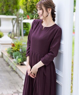 Tiaclasse 【洗える】プリーツワンピース ワイン