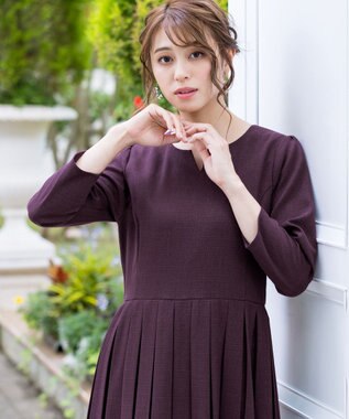 Tiaclasse 【洗える】プリーツワンピース ワイン