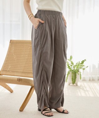 AMERICAN HOLIC ギャザーバレル風パンツ Gray Beige