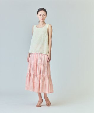 GRACE CONTINENTAL チュールフェザータンクトップ ホワイト