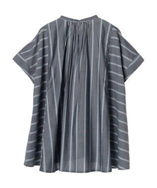 AMERICAN HOLIC 接触冷感フレンチスリーブ切り替えフレアブラウス Stripe Navy