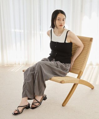 AMERICAN HOLIC ギャザーバレル風パンツ Gray Beige