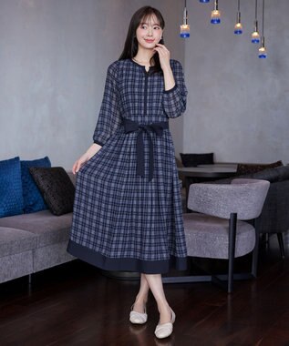 Tiaclasse シアーチェック配色ワンピース