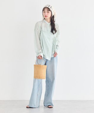 earth music&ecology 【予約】【綿100％】SET2点エプロンライクビスチェ＋シャツ グリーン