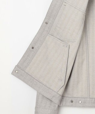 JOSEPH ABBOUD 【イタリア素材/ストレッチ】ヘリンボンモールスキンワーク ジャケット ライトグレー系