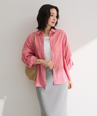 Green Parks 綿麻混シャツ Red