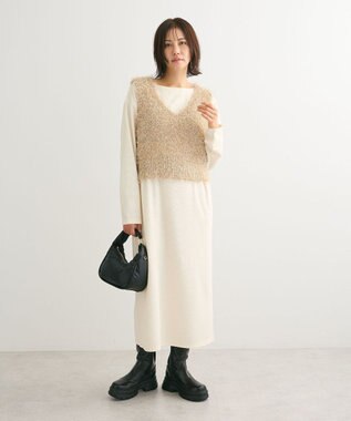 Green Parks ＳＥＴ２点ベスト＋リブワンピース Ivory