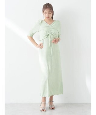 earth music&ecology やわらかカットソーレイヤード見えワンピース Mint Green