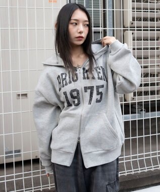 WEGO 裏起毛ファーフードBIGZIPパーカー 杢グレー