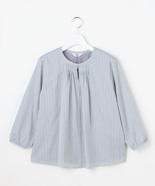 J.PRESS LADIES プロビスストライプ＆チェック カットソー サックスストライプ系