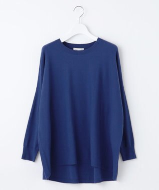 自由区 L 【WEB限定カラーあり】レーヨンストレッチ ニットT ブルー