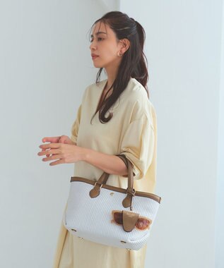 TOPKAPI 【Breath TOPKAPI】サングラスホルダー付き レザーコンビ カゴバッグ M ホワイト