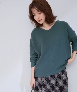 ANY 【洗濯機可能】Vネックニットソー グリーン